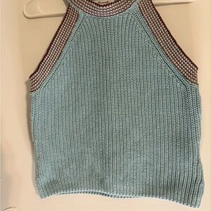 Madewell Blue and Brown Knit Tank Top